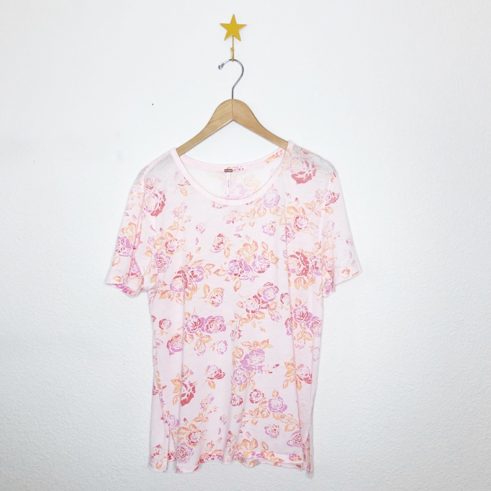 Free People Soft Relaxed Floral Tee